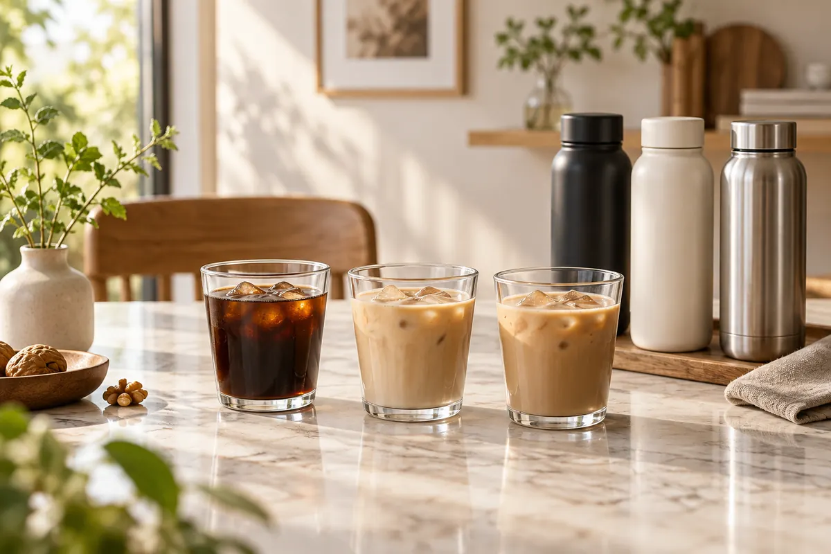 ブラックとミルク入りコーヒーを並べたイメージ