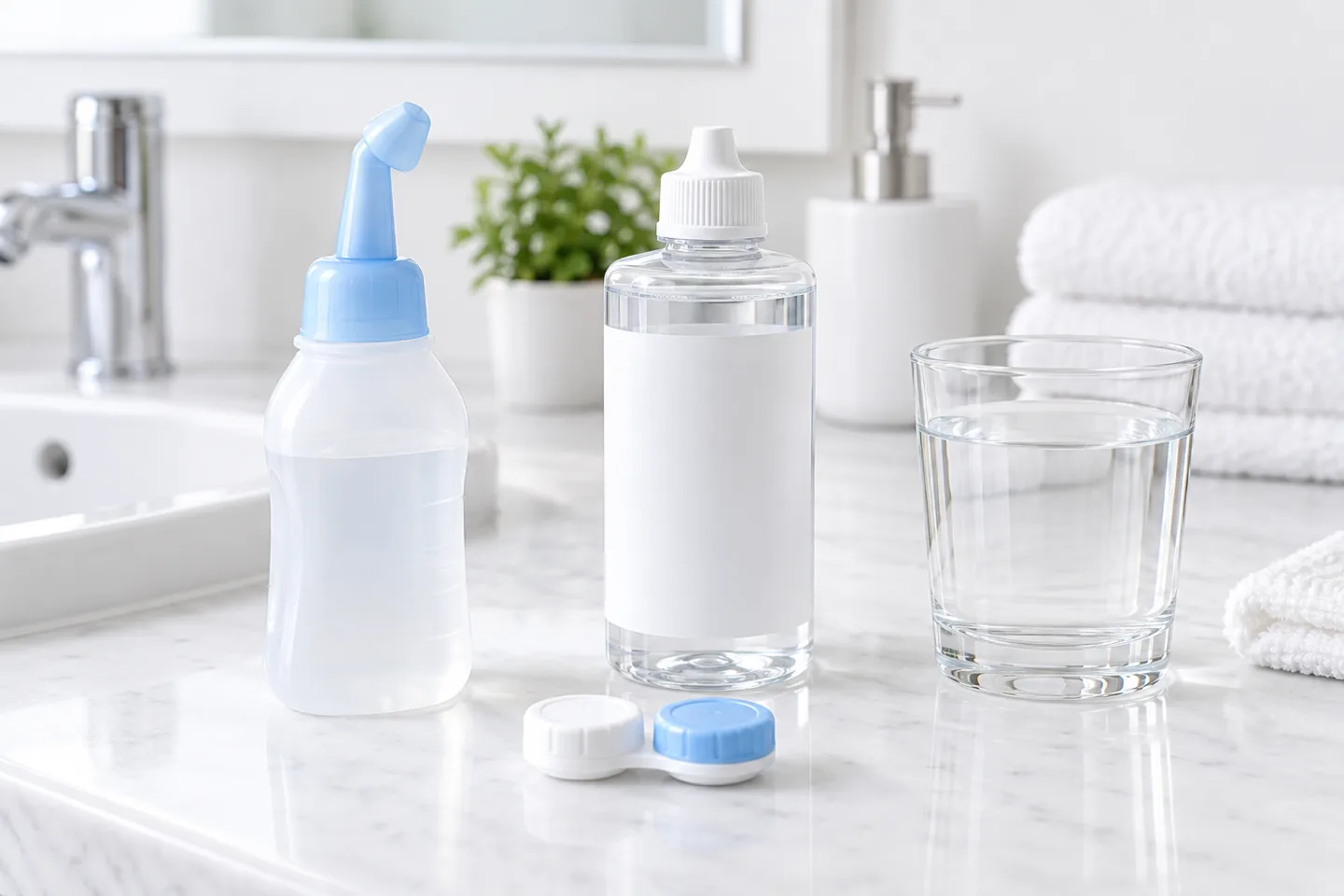 飲用の水とケア用品を分けたイメージ