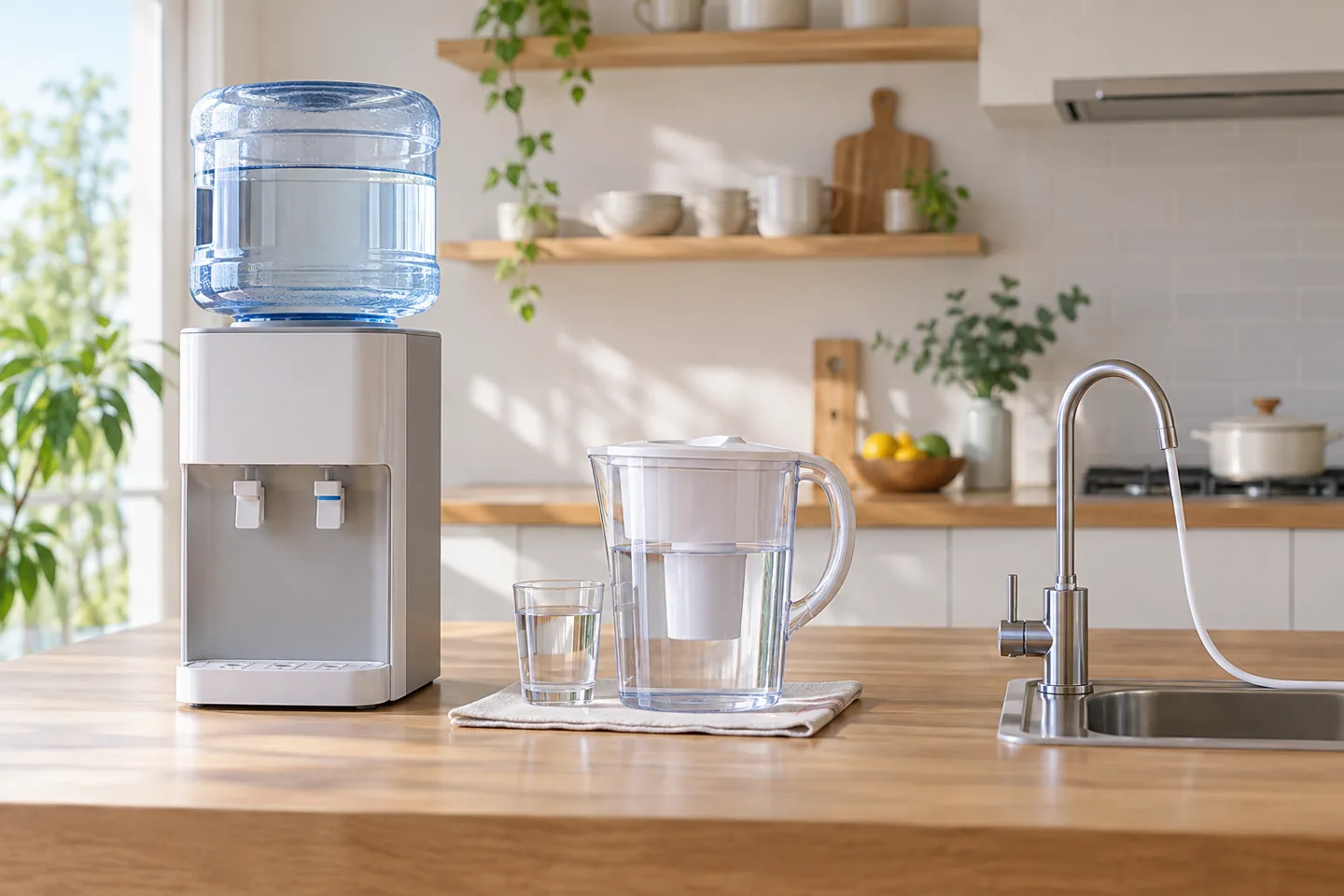 宅配・給水・水道直結の置き方を並べたイメージ